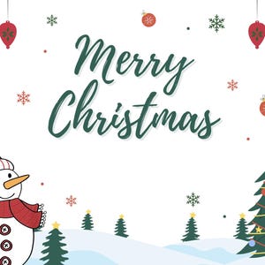 Grün-weiße illustrative Weihnachtskarte, digitale Datei