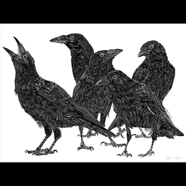 Crows Print: "Five-Fold Murder"