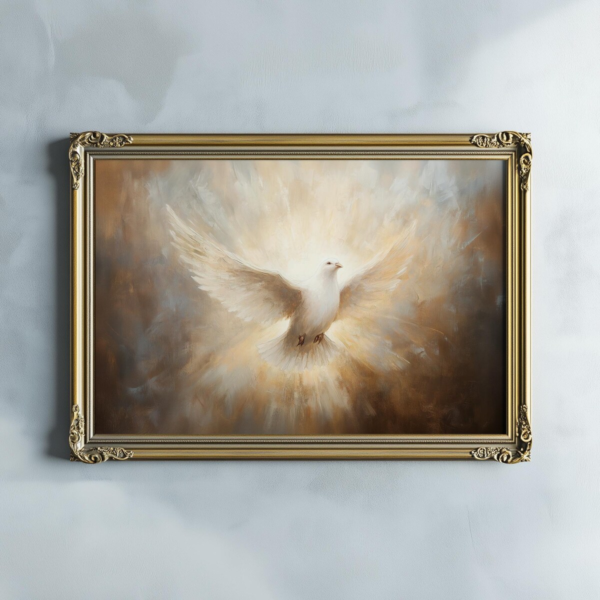 Christian Bible Verse Wall Art - Holy Spirit Dove Catholic Art Print - Religious Artwork, Vintage Posters, Gift for Christians
