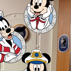 Nautical Port Hole Theme Personalized Mickey Disney Magnets, Characters Stateroom Decor Mickey Minnie Pluto Donald Daisy Goofy Disney Cruise