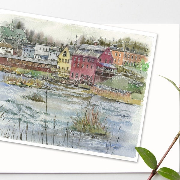 New Hampshire postcard, Littleton NH, art reproduction, art print