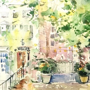 Alexandria VA, watercolor, summer plein air, art reproduction, archival print