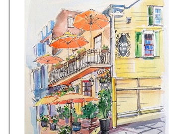 DC aquarela, impressão de arte, Georgetown DC, pintura DC, impressão de arquivo