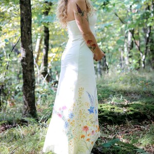 Hand painted wedding dress, floral dress, garden wedding, wild flowers