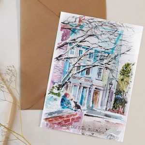 Old Town Alexandria, Alexandria Aquarell, Postkarte, Hundeliebhaber, Kunstdruck