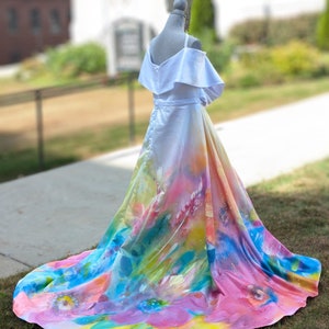 Painted wedding dress, hand painted, colorful wedding dress, made to order, wedding dress inspiration