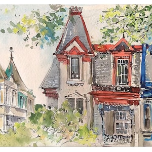 Peinture montréalaise, maisons montréalaises, impression d'art, aquarelle montréalaise