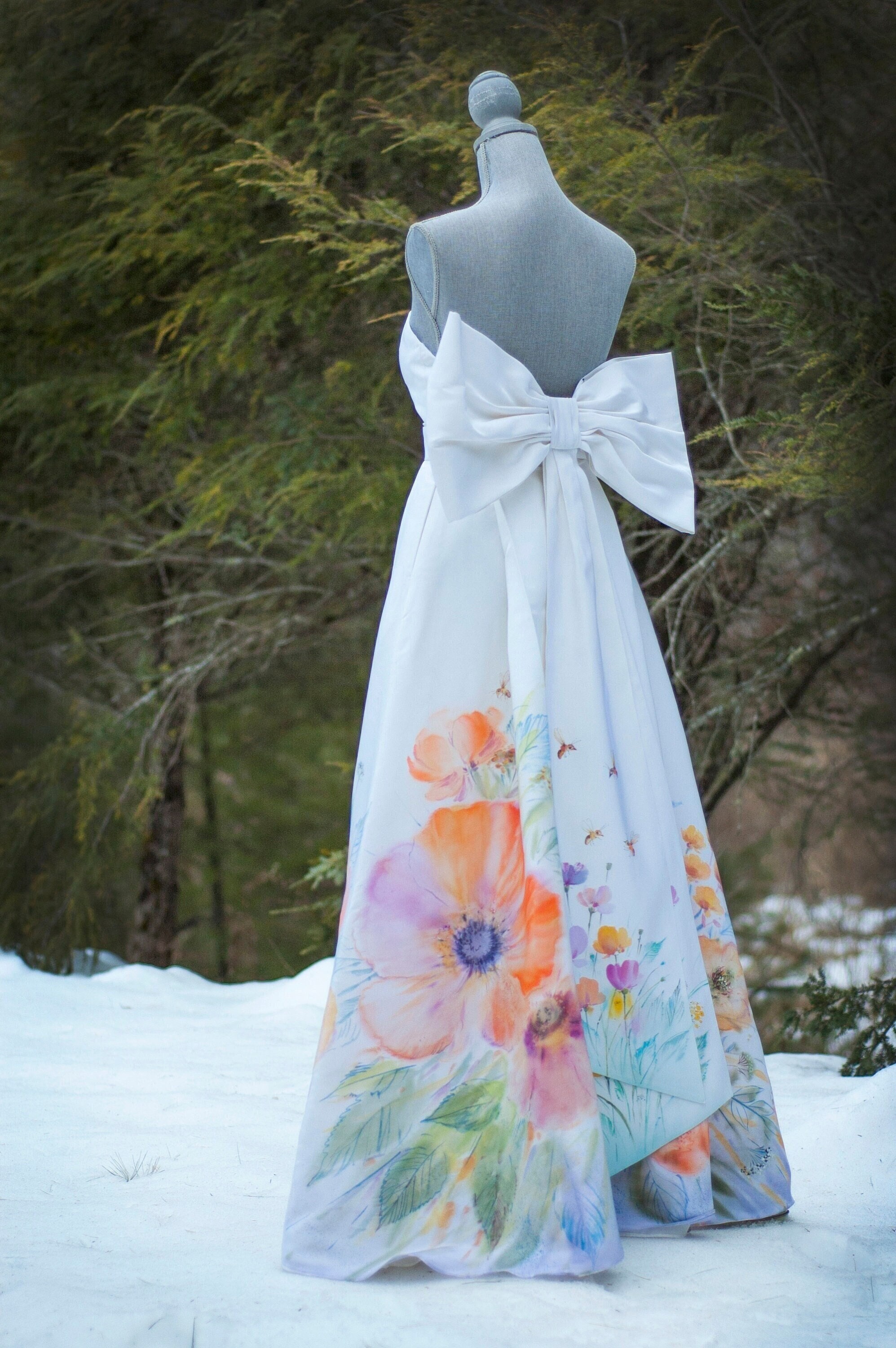 white christmas dresses Custom Hand Painted Flower Dress 10/11