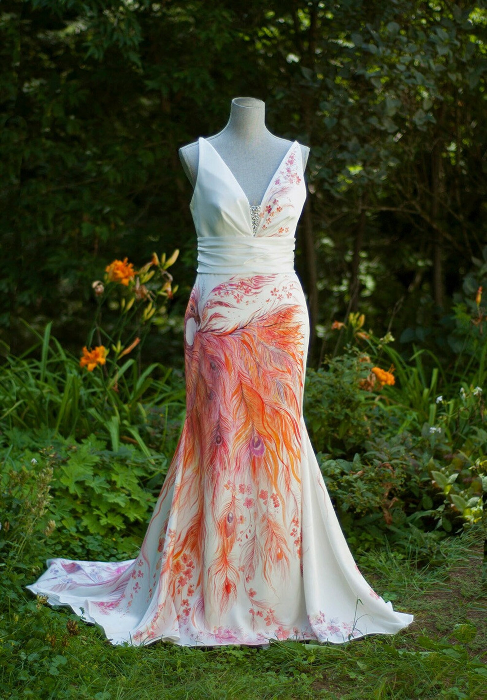 Wedding Dress Hand Painted Wedding Dress Phoenix Custom Etsy