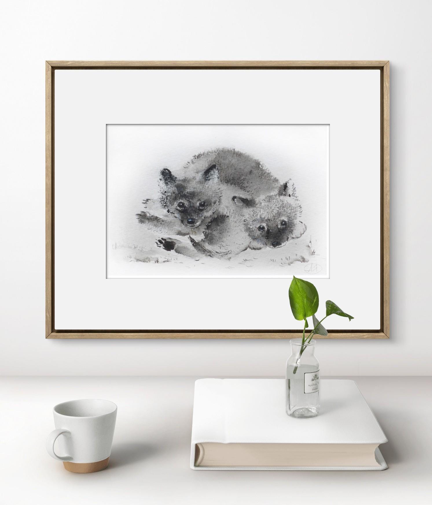 の*ん様 狐 キツネ 残響赤 原画 1点物 (2024年12月製作) の*ん様 狐 キツネ 残響赤 原画 1点物 (2024年12月