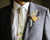 Hand painted tie, silk tie, yarrow, summer wedding