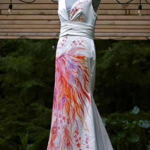 Hand-Painted Wedding Dress, Custom Bridal Gown image 10