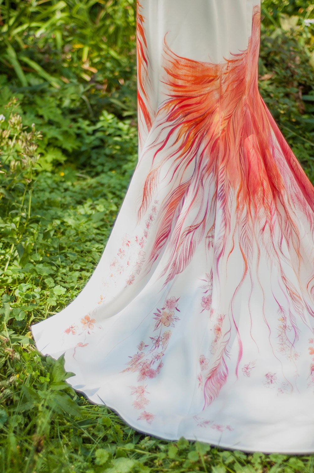 hand painted silk wedding dresses Mae Hand Painted Wedding Dress 14 / Rose Gold