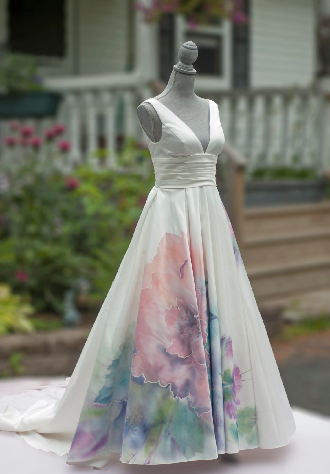Hand Painted Wedding Dress Floral Dress Unique Dress - Etsy