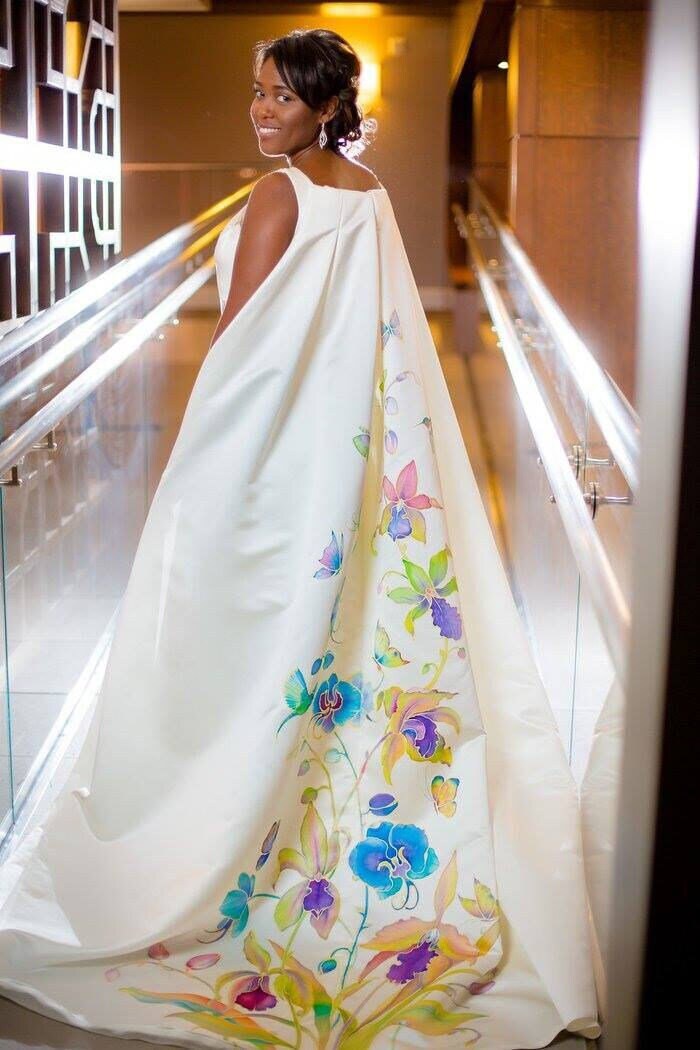 Hand Painted Wedding Train Wedding Outfit Orchids - Etsy UK