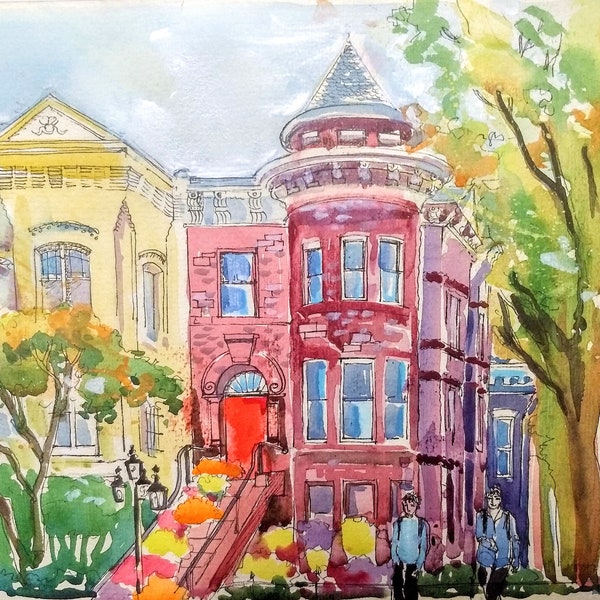 Peinture DC, aquarelle DC, impression d'art d'archives, rue DC