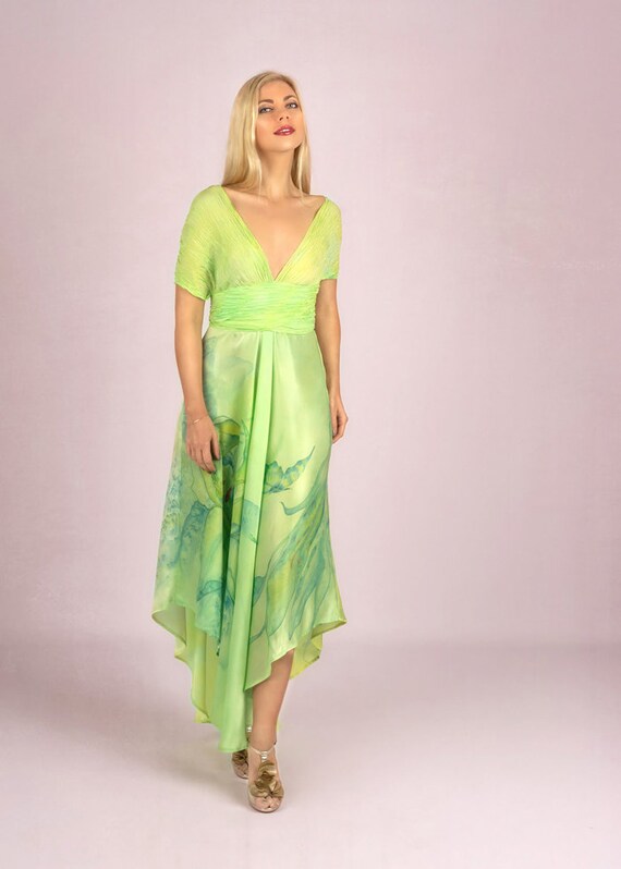 light green silk dress