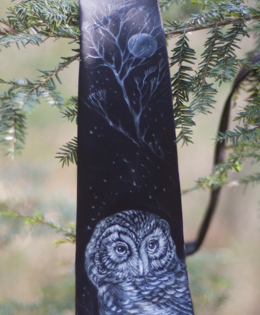 Silk Tie, Hand Painted Tie, Black Necktie, Owl, Spirit Animal, Available for Order - Etsy