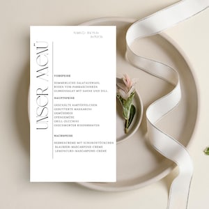 Hochzeitsmenü Vorlage, Hochzeitsmenü, digitale Menükarte, Menü für besondere Anlässe, digitaler Download, elegantes Hochzeitsmenü