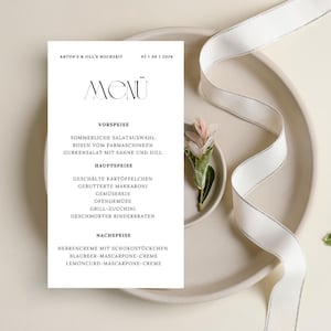 Szablon menu weselnego, menu weselne, cyfrowa karta menu, menu na specjalne okazje, cyfrowe pobieranie, eleganckie menu weselne