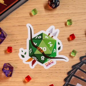 DnD | Arqueiro | Adesivos de classe de dados | Adesivos de D&D | Adesivo de papel brilhante | Adesivo de folha brilhante