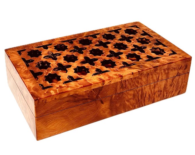 Hand Carved Wooden Multipurpose Keepsake Jewelry Decorative Art Box Storage Organizer (Large wood Box With lock,Antique)