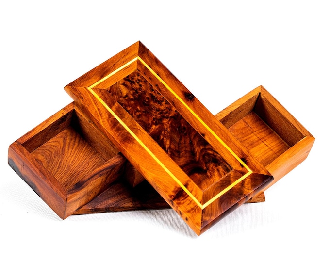 Hand Carved Wooden Multipurpose Keepsake Jewelry Decorative Art Box Storage Organizer (Large wood Box ,Antique)