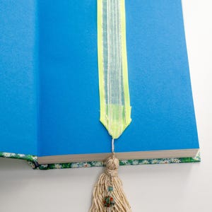 Handmade Green Ribbon Bookmark With Gold Tassel & Virgencita Charm