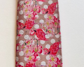 Cork sunglasses case, flamingo reader glasses case , cork flamingo glasses case
