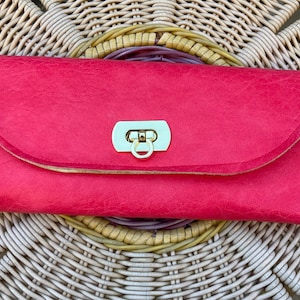 Cartera de tres pliegues, cartera de mano, cartera de mujer, cartera Lucky Penny, cartera de piel sintética, cartera de piel vegana, cartera fina,