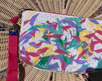 Vinyl bag, fabric confetti bag, zipper pouch, confetti case, wristlet bag