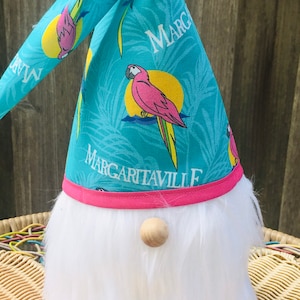 Margaritaville gnome, Jimmy Buffet, interchangeable hats gnome, sitting gnome, 16” tall gnome