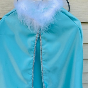 Turquoise summery cape, Princess cape with maribou feather collar. Turquoise sparkly cape