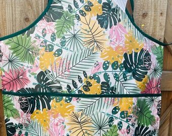 Apron, kitchen apron, waterproof apron, laminated cotton apron. Adults and kids aprons  Cute tropical apron.