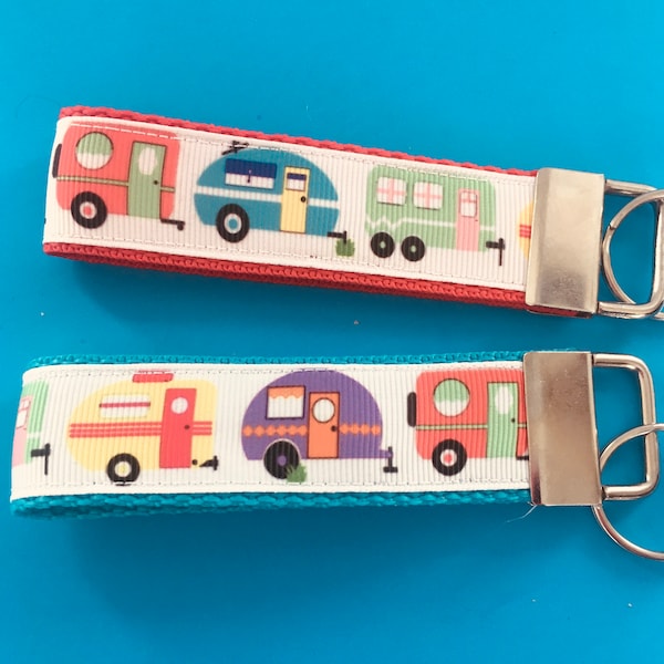 Camper key fob, camper wristlet key fob, camper key chain, RV Accessories | Travel Trailer Keychain | Camper Gifts for Glampers