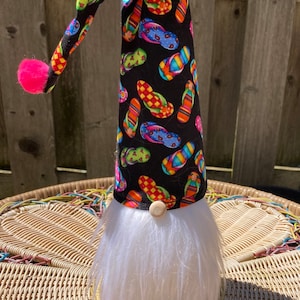 Gnome wine bottle topper, beachy gnome bottle topper, flip flop beer bottle topper, summer gnome bottle topper