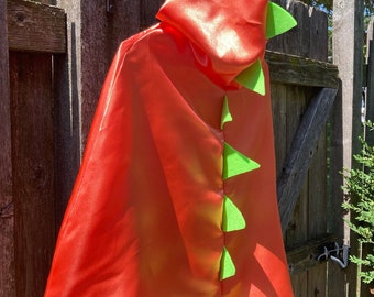 Dinosaur costume , dinosaur hooded cape with spiked wristlets, Dino cape, Dino spikes, satin Dino cape