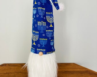 Hanukkah , menorah, dreidel, Star of David Wine bottle gnome. Hanukkah Gnome bottle topper, beer bottle, liquor topper, olive oil bottle top