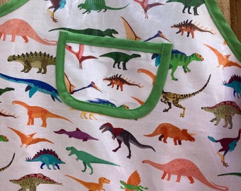 Apron, Kid’s apron, dinosaur themed apron, kids art apron, dinosaur child’s cooking apron
