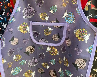 Apron, Kid’s apron, purple sheep, kids waterproof art apron, kids purple sheep apron, child’s cooking apron