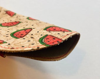 Cork sunglasses case, watermelon reader glasses case ,watermelon cork glasses case