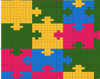 Modello per coperta a maglia grossa per la consapevolezza dell'autismo/Lavoro a mano/Lavoro a maglia con le dita/Grafico