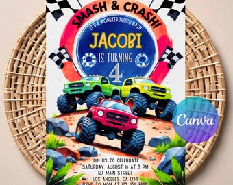Monster Truck Birthday Invitation | Editable Digital Download | Printable Off-Road Party Invite | Monster Jam Theme | Instant Download