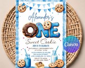 Milk and Cookies 1st Birthday Invitation | Editable Digital Download | One Sweet Cookie Party Invite | Printable Template | Instant Download
