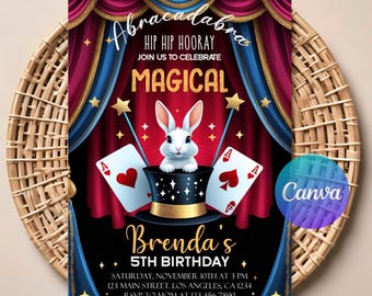 Magical Birthday Invitation | Editable Magic Show Party Invite for Kids | Wizard Theme Printable Template | Instant Download
