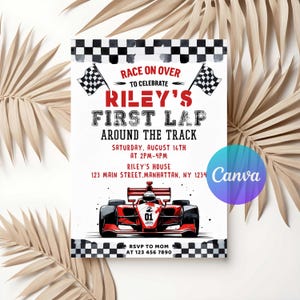 Race Car First Birthday Invitation | Editable Theme Fast One Invite (Instant Download) image 3