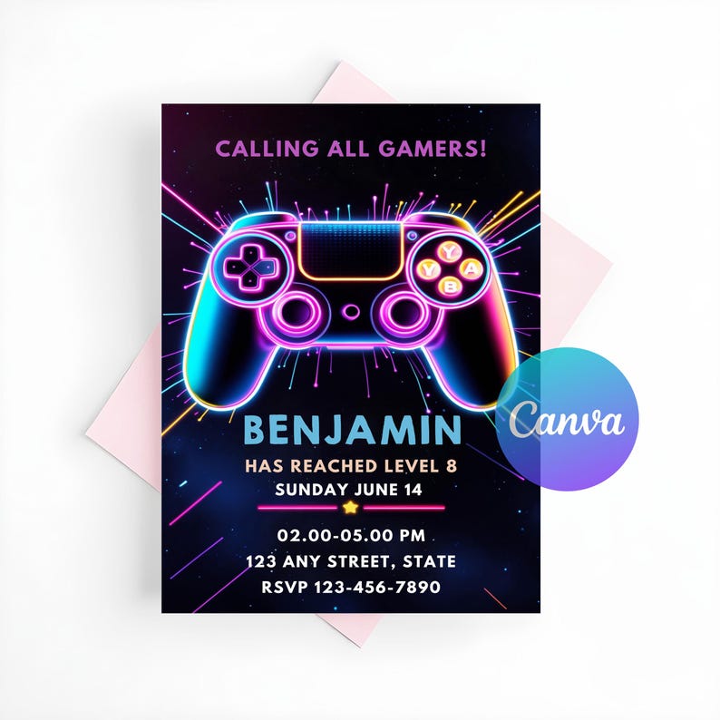 Controller Invites Video Game Party Invitation, Video Game Birthday Invitation Template ...