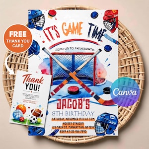 Hockey Birthday Invitation | Editable Digital Download | Ice Hockey Party Invite | Printable Sports Theme | Instant Download