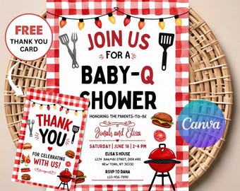 BBQ Baby Shower Invitation | Grill & Chill Theme | Editable Digital Template | Printable baby Shower Invitation | Boy or Girl Shower | Canva