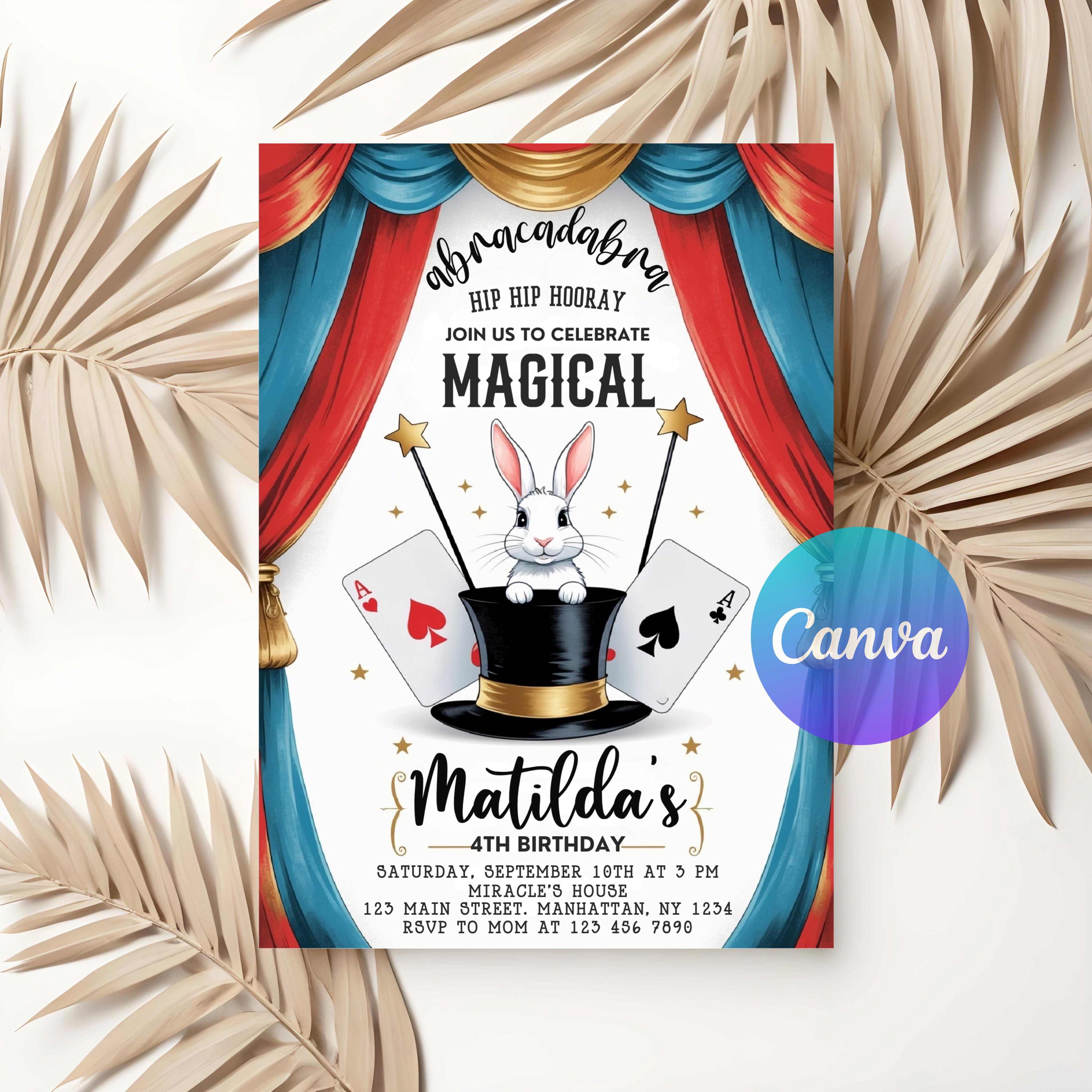 Magic Invite Magic Birthday Invitation | Editable Magician Party Invite | Digital ...